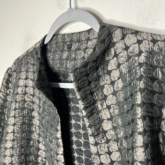 IC by Connie K Jacket Womens Large Black Metallic Textured Open Artsy Flip Cuff - Picture 5 of 11
